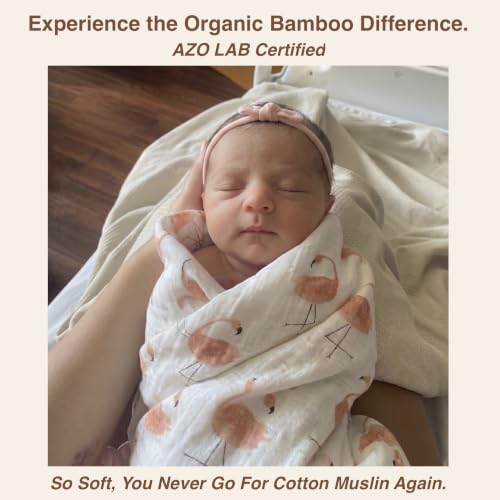 Image of DOTMOM Pure Organic Bamboo Swaddle Wrap Softer Than Cotton Muslin Swaddlers for Newborn Baby Receiving Blanket & Wrappers | Baby Towel Gift Pack for Newborn Babies 120X120 CM, 0-18 Months, Pack of 3