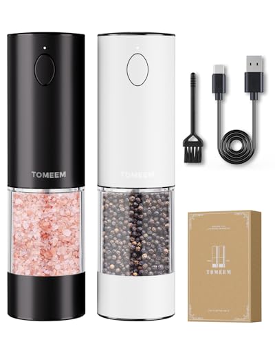 TOMEEM Larger Capacity Rechargeable Electric Salt and Pepper Grinder Set