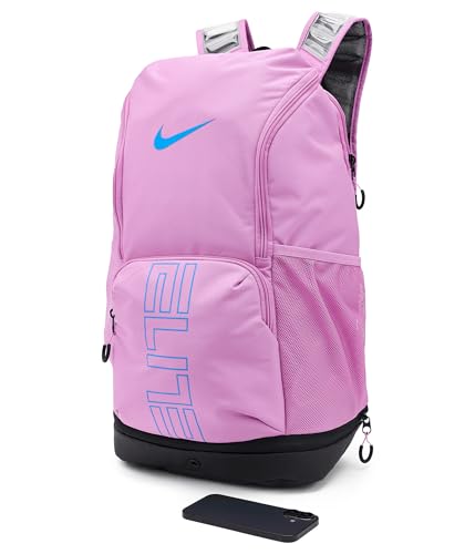 Image of Nike Unisex Varsity Elite Backpack (32L) Light Magenta /Black /Light Photo Blue, One Size