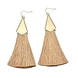Nuevo diseño elegante Bohemia Triángulo Borlas Pendientes de gota con flecos para mujer Largo Mostaza Pendientes de joyería amarillo de y creativo
