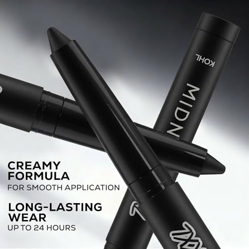 Image of RENEE Midnight XXL Kajal | Black Kohl Pencil with Built-in Sharpener | Waterproof, Smudge-proof, 24Hr Long-Lasting | Ultra-Rich Pigment, Smooth Glide | 1.5g