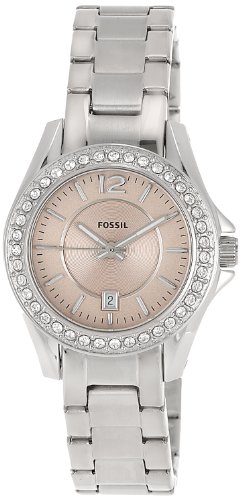 Fossil Riley Pink Dial Stainless Steel Ladies Watch ES3378