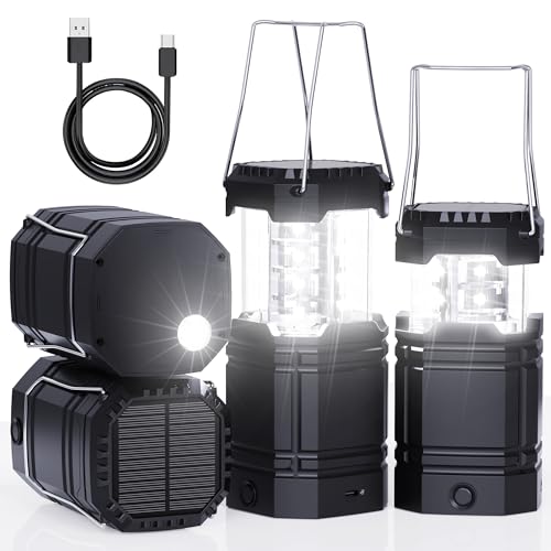 Camping Solar Lanterns 4 Pack with Rechargeable Battery