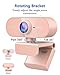 QMKKX Webcam for pc with Microphone,Full Hd 1080P Pink Streaming Web Cam with Mic for Mac Laptop, Small Computer Camera for Desktop,Cheap Face Cam for Video Conference,Zoom,Microsoft Teams Meet