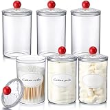 Lineshading Set of 6 Medical Sundry Jars with Lids 7.9 x 4.3'' Plastic Clear Dressing Storage Containers with...