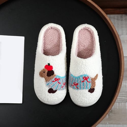 dackel hausschuhe damen Hausschuhe Warm Damen Herren Lustig Filzhausschuhe Fell Unisex Für Gefütterte Winter Winterhausschuhe Home Slippers Women Männer Hellblau 40