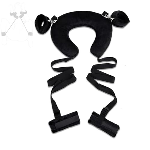 Oreiller en peluche noir réglable en forme de U