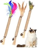 Silvervine Cat Chew Sticks with Real Feather, TINDTOP Natural Catnip Chew Toys for Kittens Teeth Cle