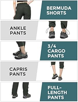 Wespornow Wandelbroek voor dames, afritsbroek, ademend, sneldrogend, outdoorbroek, afneembare functionele broek, stretch, zomerbroek, Kaki, L