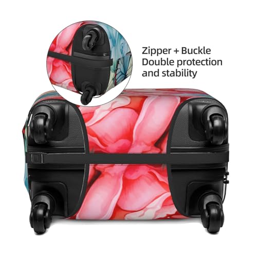Colorful Flower Butterfly Travel Luggage Cover for Suitcase Anti-Scratch Fashion Suitcase Protector Washable Elastic Baggage Covers Fits 18-21 Inch Luggage for Travel Beach Holiday4