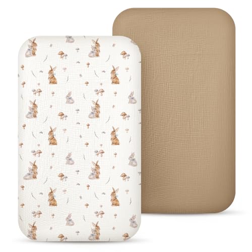 Image of lulumoon Baby Bassinet Sheets Muslin: Cotton Bedside Bassinet Sheets Floral for Girls - Fitted for Bedside Sleeper Mattress