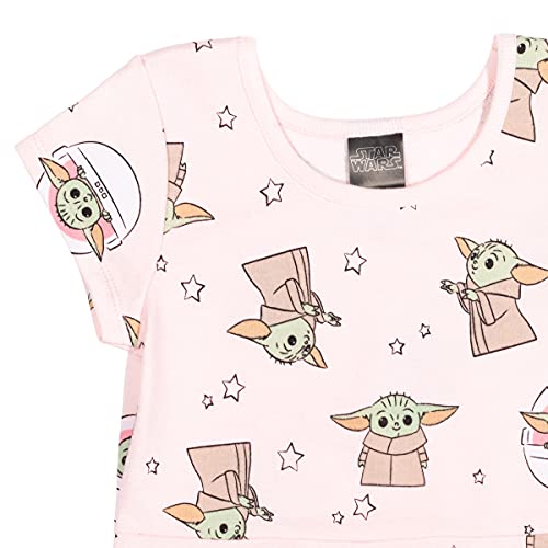 Star Wars The Mandalorian Baby Yoda Little Girls French Terry Dress Scrunchy Set 6-6X Pink #TOP2