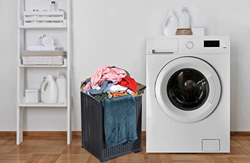 Eslite 42L Collapsible Plastic Laundry Baskets,Foldable Laundry Hamper,Pack Of 2 (Grey) #TOP6