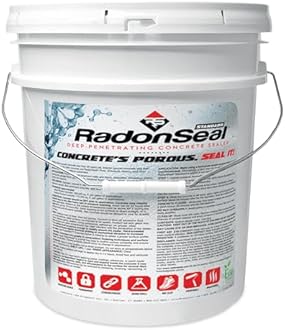 RadonSeal Standard Concrete Sealer, Deep-Penetrating Clear Protectant, 5-Gallon – Indoor & Outdoor Waterproofing for Poured Surfaces, Basement Floors, Driveways & Slabs – Radon Gas Mitigation