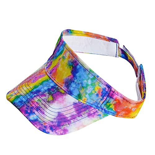 Rbenxia 2 Pieces Of Adjustable Sport Visors Sun Visor Hats Cap Visors For Women And Men (Tie Dye Green And Tie Dye Multicolor) #TOP4