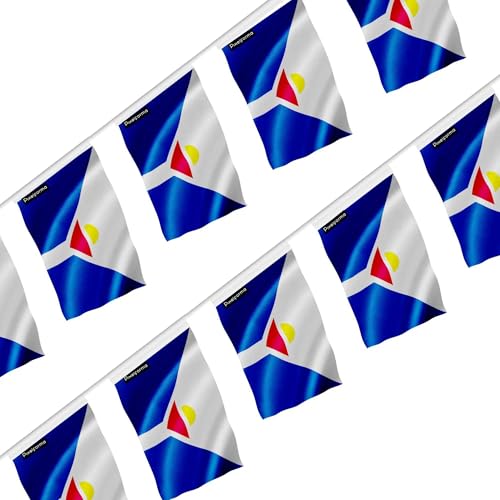 Guirlande drapeau de Saint-Martin 14x21cm lot de 50 fanions suspendus festifs