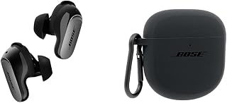 【セット買い】Bose QuietComfort Ultra Earbuds (第2世代) ワイヤレス ノイズキャンセリング Bluetooth イヤホン 最長6時間連続再生 IPX4規格準拠 ブラック + QuietComfort Earbuds II Silicone Case Cover Bose QC EarbudsⅡを保護する シリコンケースカバー アルミ製カラビナ付き トリプルブラック