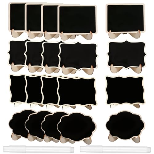 Mini Pizarra Negra,RoadLoo 20 Piezas Mini Letreros Tablero Pequeña de Mesa Cartel Pizarra para Etiquetas de Precios Letreros de Comida Bares Buffet Fiesta Boda Restaurante Bar Decoración