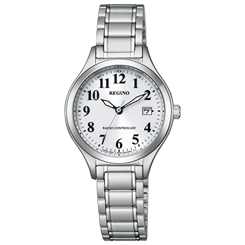 [CITIZEN] 腕時計 REGUNO (電波ソーラー/防水/レディース) KS1-210-21 ソーラーテック シンプル ビジネス ウォッチ メタル アラビア数字 夜光 電波時計 日付 秒針 ホワイト シルバー 銀 シチズン