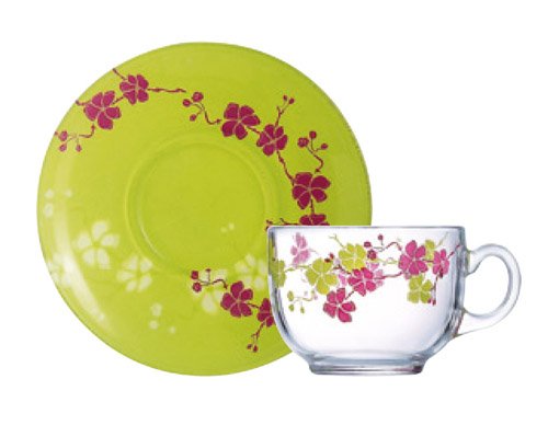 Arc international Luminarc カップ&ソーサー カシマ グリーン カップ220&ソーサー 6客 H0062