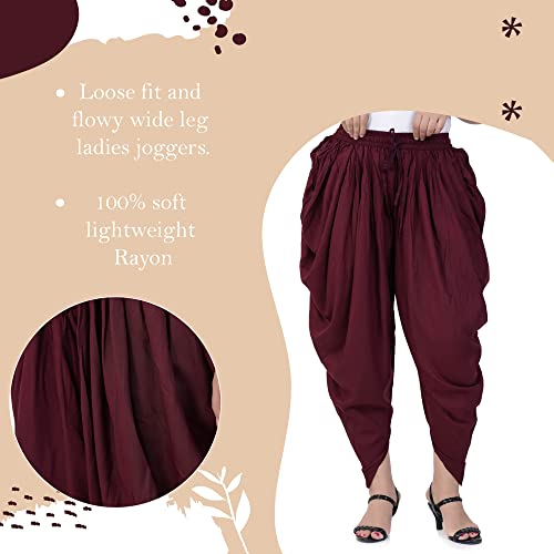 Banas Relaxed Solid Activewear Harem Yoga Dhoti Pants For Women Fitness Active Wear And Dance Travel - (Maroon) (M,L,Xl,2Xl) #TOP4