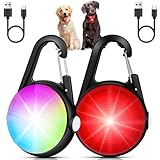 2 Pack Dog Collar Light, Rechargeable Dog Lights for Night Walking Clip On, 4 Modes Waterproof LED Collar Charm for Nighttime Running, Cycling, Pet Camping Essentials (Black)