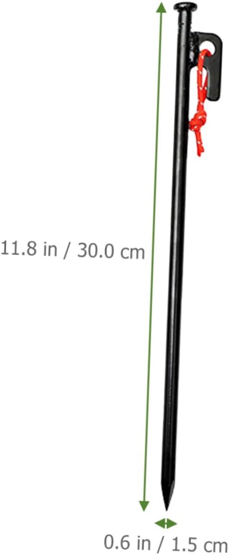 8pcs Heavy Duty Tent Pegs Set, 30cm Black Steel Outdoor Tent Stakes with Storage Bag for Camping, Windscreen Fixing, and Tarp Anchoring