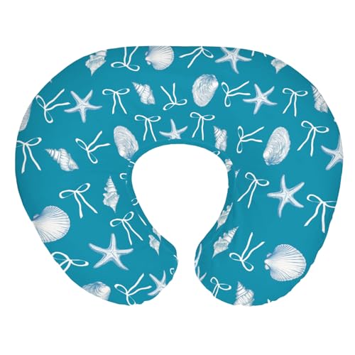 Summer Conches Bows Sea Baby Nursing Pillow Covers for Boy Girl Ocean Seashells Beach Nursery Feeding Pillowcase for Breastfeeding Pillows Boho Nautical Life Soft Stretchy Cover for Newborn Infant