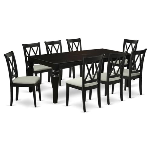 East West 9-Piece Dining Set with Upholstered Chairs