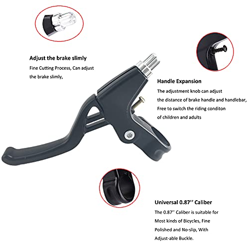 Bnvb 1 Pair Bicycle Brake Levers, 2Pcs Aluminium Alloy Bike Brake Handle Universal 4 Finger 2.2Cm Fits For Most Bicycle, Mtb、Bmx、Road Bike. (Black) #TOP2