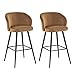 Pack de 2 taburetes Altos tapizados con Respaldo Marrones de Terciopelo y Metal de 54x51x100 cm - LOLAhome