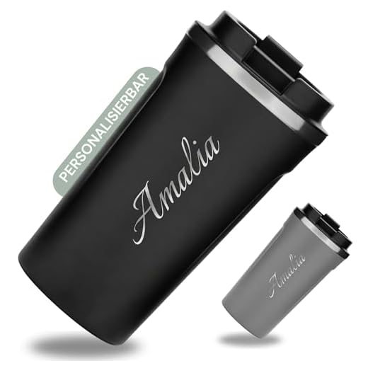 SMARTEON Thermobecher kaffee to go mit Namen – Edelstahl Trinkbecher mit Gravur 500ml – Thermosflasche personalisiert – Personalisierter Kaffeebecher mit Logo (Schwarz)