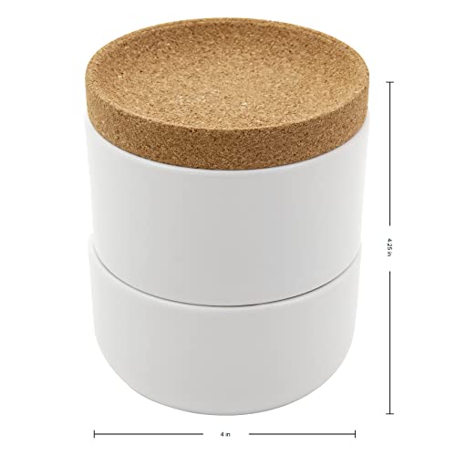 Kamenstein Cork and Ceramic 3 Piece Stackable Salt and Pepper Cellar For Countertop Space Saving; Pivoting Lid to Retain Freshness for Easy Open, 4 x 4 x 4.25 Inch, Natural Cork and White Ceramic by Kamenstein - Image 5