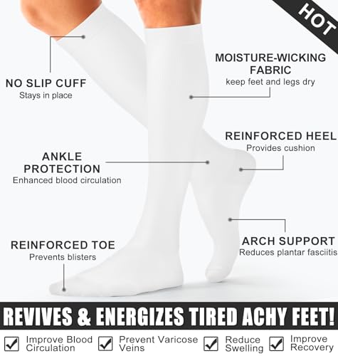 Image of Copper Compression Socks Women & Men Circulation(6 pairs) - Best for Running, Nursing, Hiking, Recovery & Flight Socks