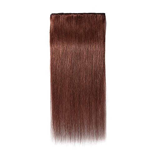 14" Clip in Extensions Human Hair Down Dark Auburn Straight Hairpieces 60g #33