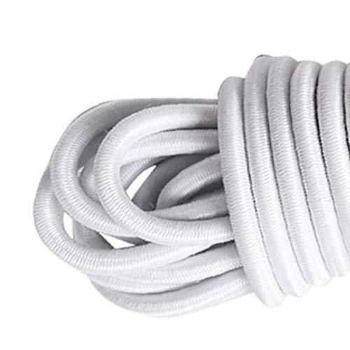 5 m x 5 mm Rope Elastic Bungee Rope Shock Cord Tie DIY for Roof Bars, Trailers, Kayak Boat White