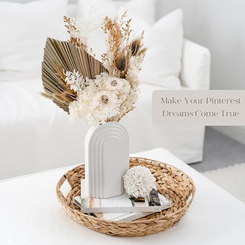 Image of PUREZENTO Boho Style Black & White Vase 9 & 6 Inch - Set of 2 | Arched Shape Vase for Home Decor Centerpiece for Living Room, Tabletop Styling | Vase for Pampas Grass, Dried, and Artificial Flowers
