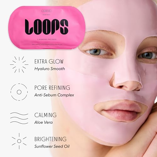 Image of LOOPS Double Take - Glow Korean Hydrogel Face Masks, 5pc | Calms and soothes skin, refine pores and smooth for a flawless face, hydrating mask leaves you refreshed and luminous