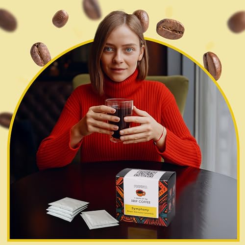 PROFISTA Drip Coffee Symphony - 7x12g im Drip Kaffee Beutel - Geschenkset für Männer - Geschenk Kaffee Set für Unterwegs, Vatertag, Camping, Kaffeepulver aus 100 % Arabica Bohnen
