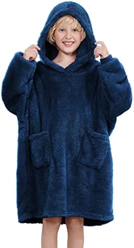 UMIPUBO Blanket Hoodie for Kids Oversized Sherpa Hoodie Blanket Soft Warm Fleece Wearable TV Blanket Giant Sweatshirt Hooded Robe One Size Fits All Girls, Boys, Teens, Children