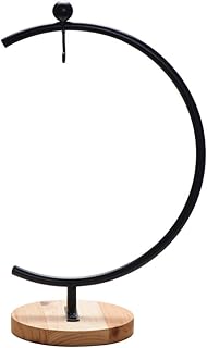 Hemoton Hoog kwaliteit Suporte para garrafas ecológicas para micro paisagens Suporte para vasos de plantas de plantas Suporte para vasos de flores Suporte para terrários de vidro suspenso Assento de madeira de tamanho grande Suporte para ganchos de ferro ( preto )