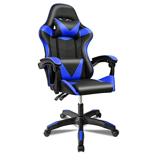 Silla Gaming Ergonómica Reclinable con Cojín Lumbar y Cervical | Altura Ajustable, Reposabrazos Acolchados, Ruedas 360° | Ideal para Oficina, Escritorio, Teletrabajo, Estudio, Juego, Ordenador
