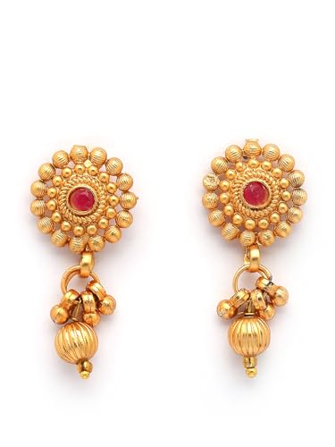 Image of Sukkhi Classic Gold Plated Choker Necklace with Drop Earring Jewellery Set For Women & Girls|Suited for All Festive Occasions|NS107402