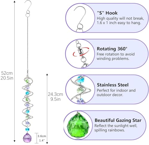 image for H&D HYALINE & DORA Set of 3 Crystal Sun Catcher for Window Hanging Dou