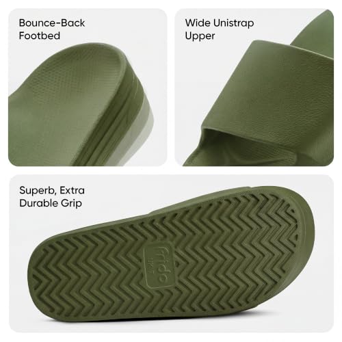 Image of Frido Arch Comfort Slides for Women & Men, Built-In Arch Support, Cushioned EVA Footbed, Non-Slip Sole, Indoor & Outdoor Slippers for Home, Beach, Pool, Travel & Daily Wear