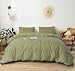 Colourful Snail 100-Percent Natural Washed Cotton Duvet Cover Set, Ultra Soft and Easy Care, Fade Resistant, Queen/Full, Green