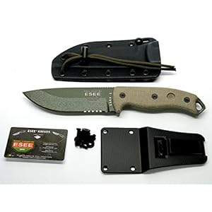 ESEE Authentic Model 5 Tactical Survival Fixed Blade Knife – Ambidextrous Kydex Sheath – SERE Team Designed (ESEE-5S-OD-E)
