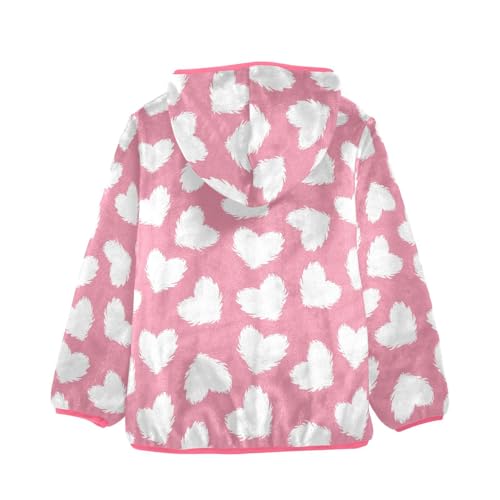 OTVEE Valentine Heart on Pink Kids Hoodie Jacket Fall Spring Full Zip Warm Outwear Coat2