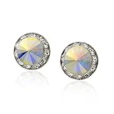 PammyJ Aurora Borealis 15mm Round Crystal CLIP-ON Earrings