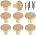 Lot de 8 Boutons de Porte Boutons d'armoire Ronds en Laiton Massif Poignées Rondes de Meuble Vintage avec Vis pour Armoire Placards Tiroirs 20 x 25mm (8Pcs)